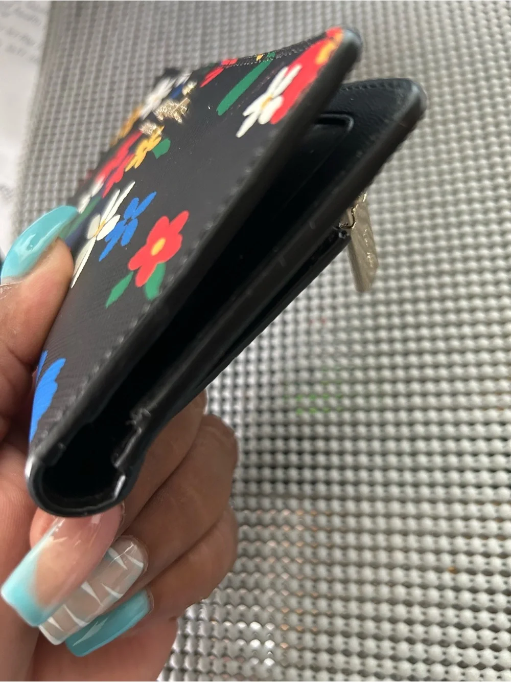 kate spade Black Floral Continental Wallet with Multicolor Blooms